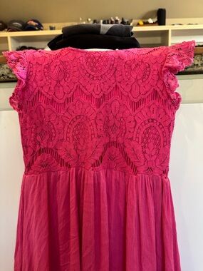 Girls' Hot Pink Lace-Top Party Dress - Kids